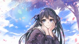 Preview wallpaper girl, smile, dress, pose, anime, art
