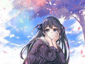 Preview wallpaper girl, smile, dress, pose, anime, art