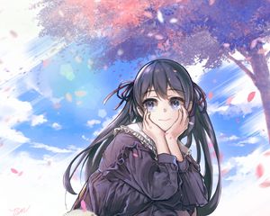 Preview wallpaper girl, smile, dress, pose, anime, art