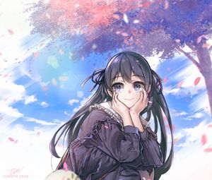 Preview wallpaper girl, smile, dress, pose, anime, art