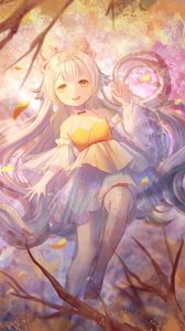 Preview wallpaper girl, smile, dress, branches, anime, art