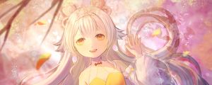 Preview wallpaper girl, smile, dress, branches, anime, art