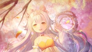 Preview wallpaper girl, smile, dress, branches, anime, art