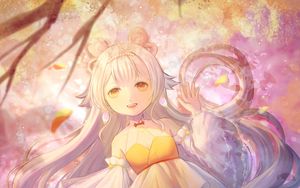 Preview wallpaper girl, smile, dress, branches, anime, art