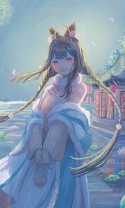 Preview wallpaper girl, smile, dress, night, anime