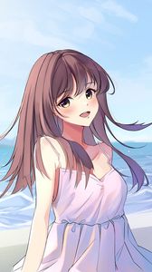 Preview wallpaper girl, smile, dress, sea, anime