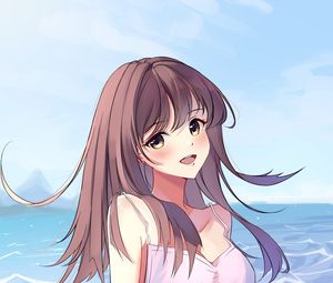 Preview wallpaper girl, smile, dress, sea, anime