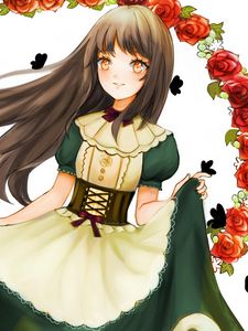 Preview wallpaper girl, smile, dress, flowers, anime, art