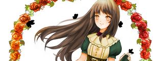 Preview wallpaper girl, smile, dress, flowers, anime, art