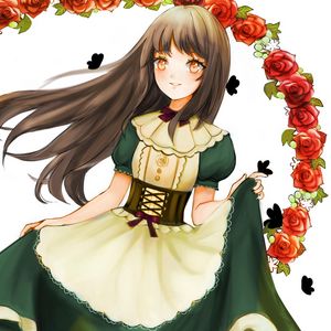 Preview wallpaper girl, smile, dress, flowers, anime, art