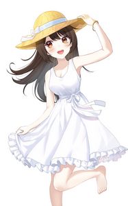 Preview wallpaper girl, smile, dress, hat, anime