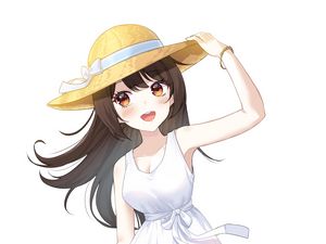 Preview wallpaper girl, smile, dress, hat, anime
