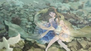 Preview wallpaper girl, smile, dress, bank, stars, anime, art