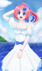 Preview wallpaper girl, smile, dress, sea, anime, art