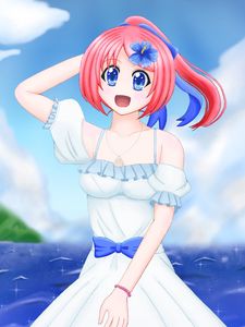 Preview wallpaper girl, smile, dress, sea, anime, art