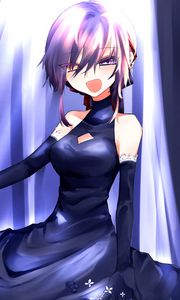 Preview wallpaper girl, smile, dress, anime, blue