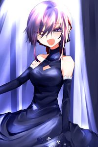 Preview wallpaper girl, smile, dress, anime, blue