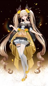 Preview wallpaper girl, smile, dress, ponytails, anime