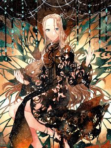 Preview wallpaper girl, smile, dress, watercolor, anime