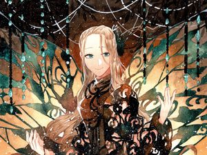 Preview wallpaper girl, smile, dress, watercolor, anime