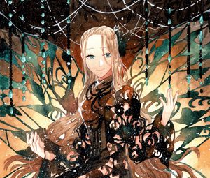 Preview wallpaper girl, smile, dress, watercolor, anime
