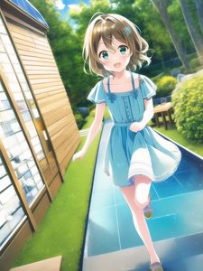 Preview wallpaper girl, smile, dress, movement, anime