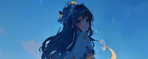 Preview wallpaper girl, smile, dress, wind, anime