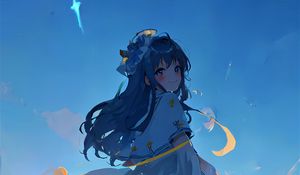 Preview wallpaper girl, smile, dress, wind, anime