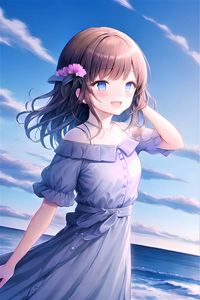 Preview wallpaper girl, smile, dress, sea, summer, anime