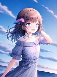 Preview wallpaper girl, smile, dress, sea, summer, anime