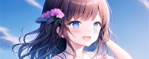 Preview wallpaper girl, smile, dress, sea, summer, anime