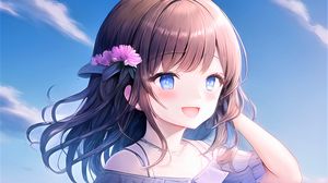 Preview wallpaper girl, smile, dress, sea, summer, anime