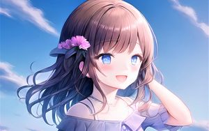 Preview wallpaper girl, smile, dress, sea, summer, anime