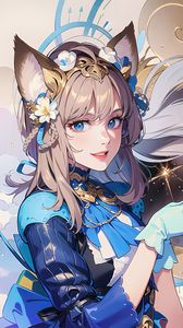 Preview wallpaper girl, smile, ears, dress, anime, art