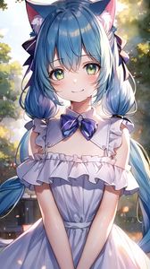 Preview wallpaper girl, smile, ears, dress, art, anime