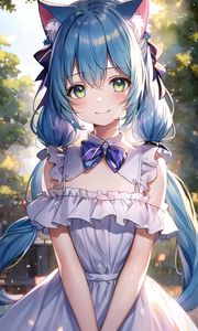 Preview wallpaper girl, smile, ears, dress, art, anime