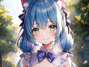 Preview wallpaper girl, smile, ears, dress, art, anime