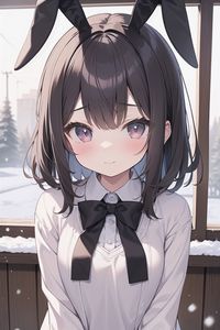 Preview wallpaper girl, smile, ears, snow, anime, art