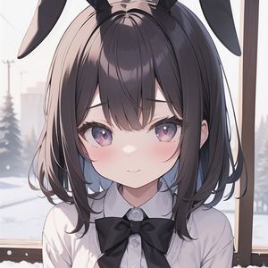 Preview wallpaper girl, smile, ears, snow, anime, art
