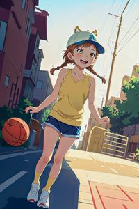 Preview wallpaper girl, smile, ears, anime, ball