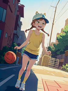 Preview wallpaper girl, smile, ears, anime, ball