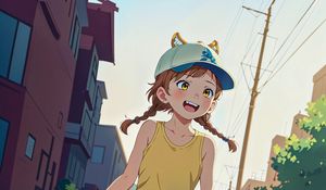 Preview wallpaper girl, smile, ears, anime, ball