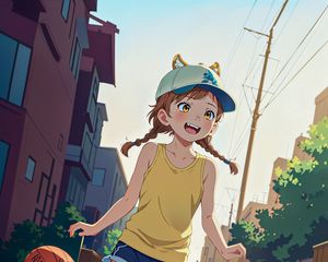 Preview wallpaper girl, smile, ears, anime, ball