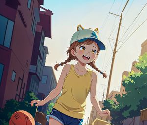 Preview wallpaper girl, smile, ears, anime, ball