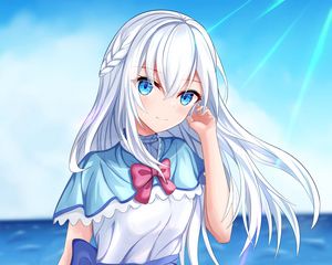 Preview wallpaper girl, smile, embankment, anime, art