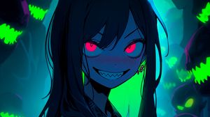 Preview wallpaper girl, smile, eyes, dark, anime, art