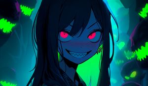 Preview wallpaper girl, smile, eyes, dark, anime, art