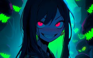 Preview wallpaper girl, smile, eyes, dark, anime, art