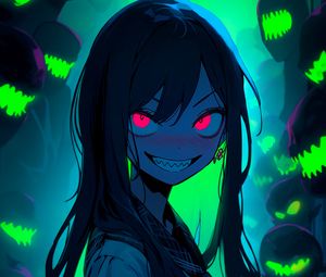Preview wallpaper girl, smile, eyes, dark, anime, art