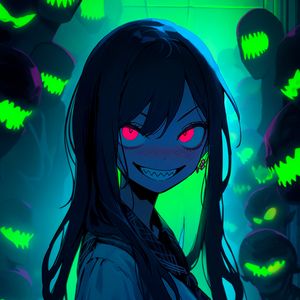 Preview wallpaper girl, smile, eyes, dark, anime, art